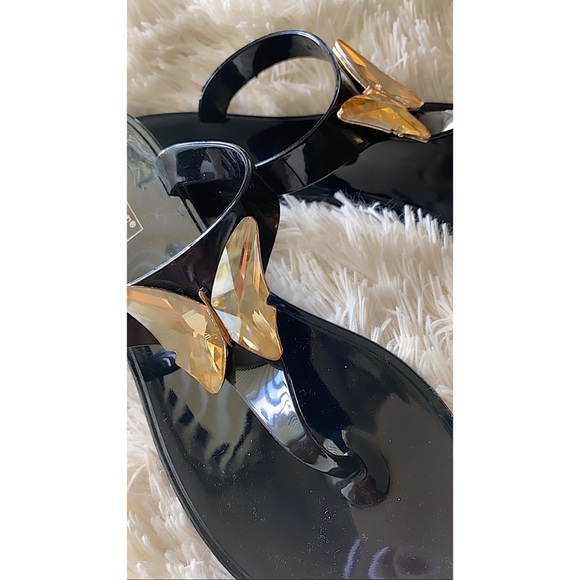 CITRINE BUTTERFLY 🦋 EMBELLISHED JELLY SANDAL - Picture 3 of 4